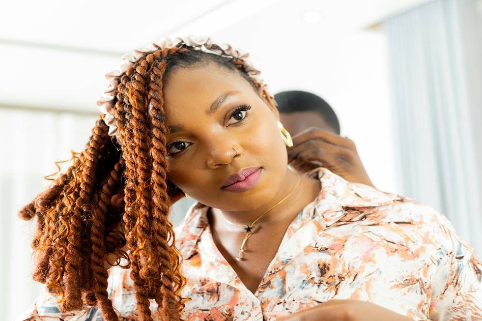 Close-up of elegant cornrow pattern with natural texture